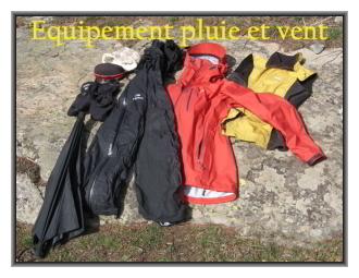 Equipement goretex contre le vent et la pluie